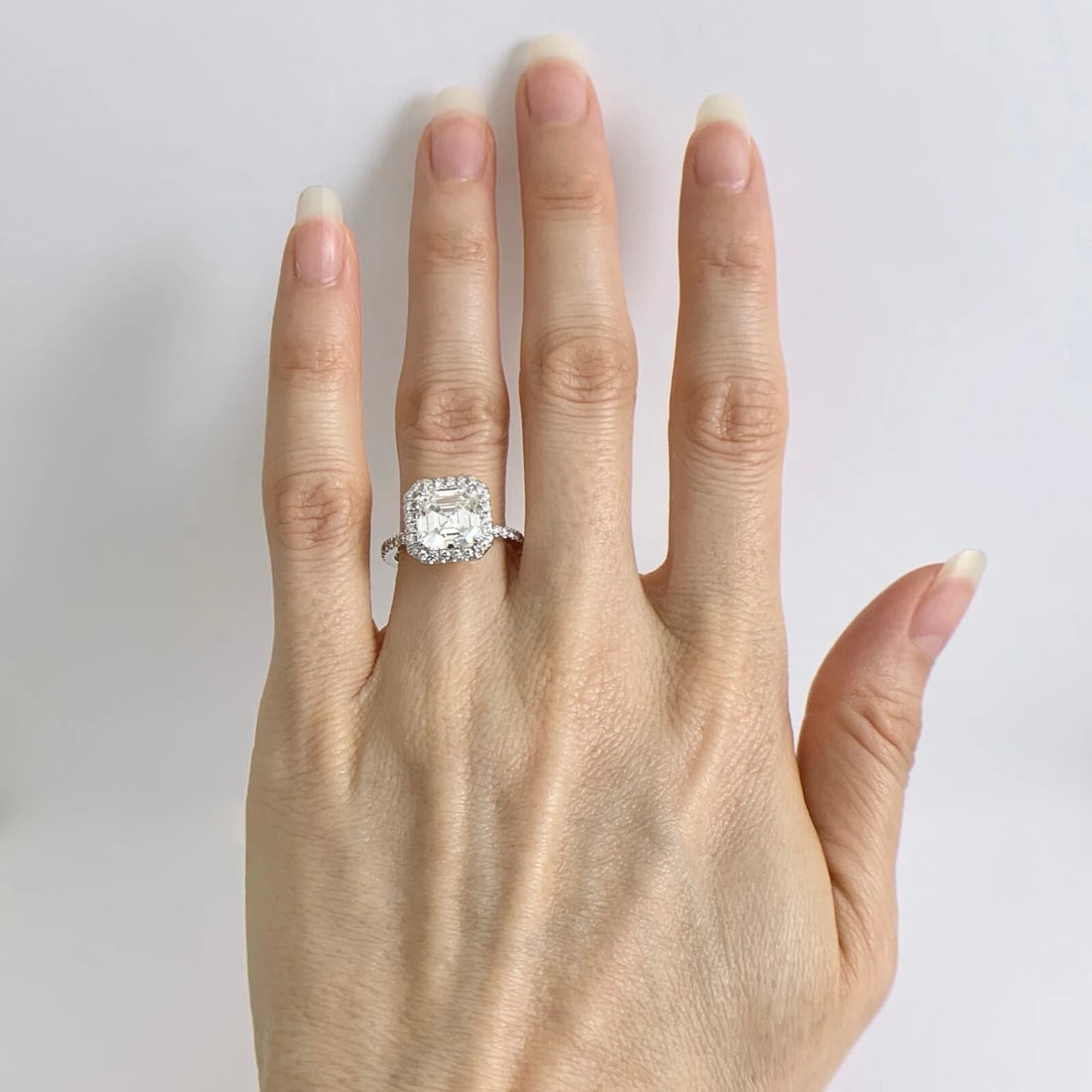 Asscher Halo Diamond Platinum Engagement Ring, 3.63 CTW - 2