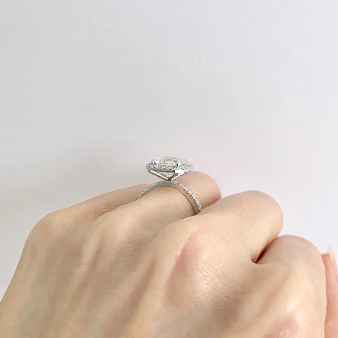 Asscher Halo Diamond Platinum Engagement Ring, 3.63 CTW - 5