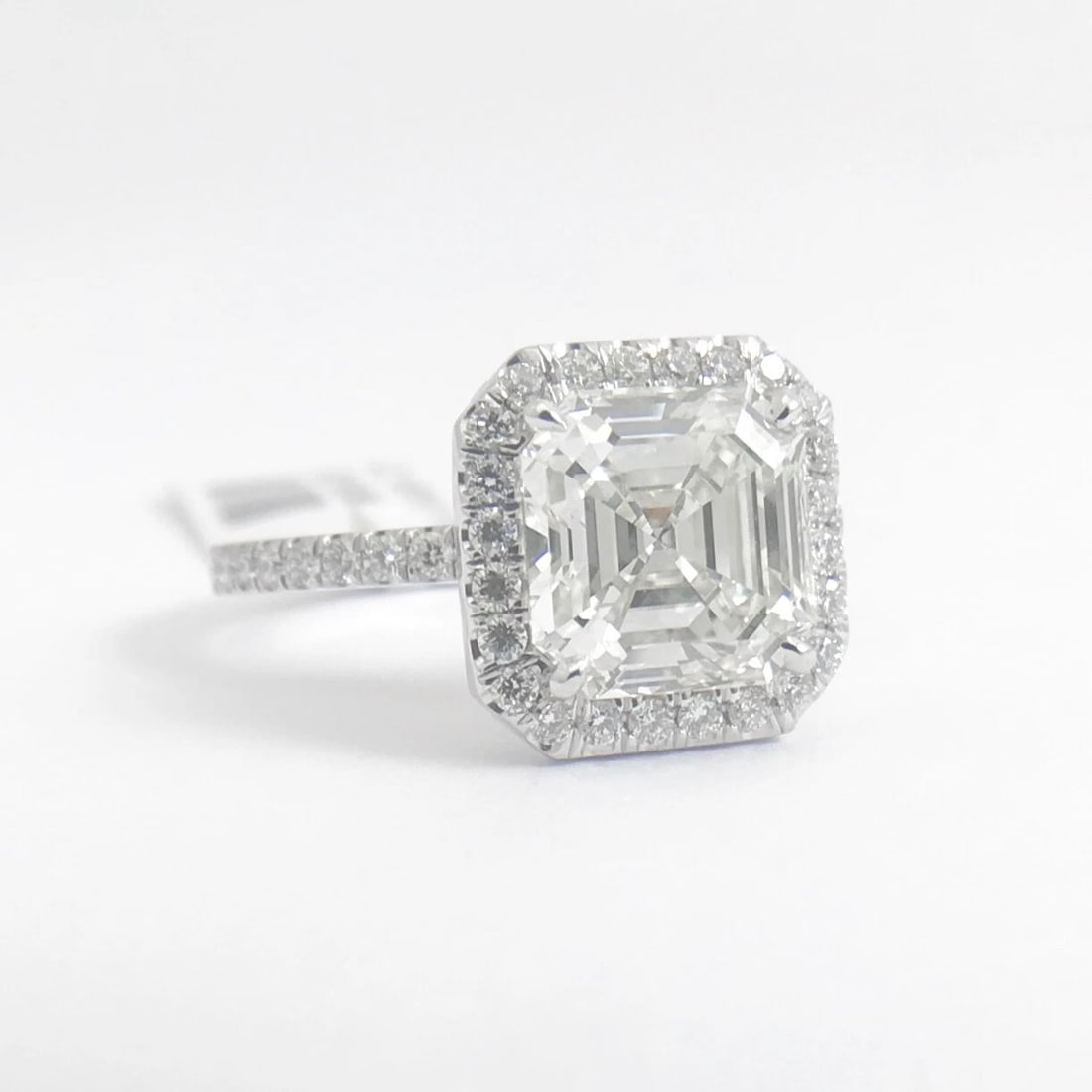 Asscher Halo Diamond Platinum Engagement Ring, 3.63 CTW - 6