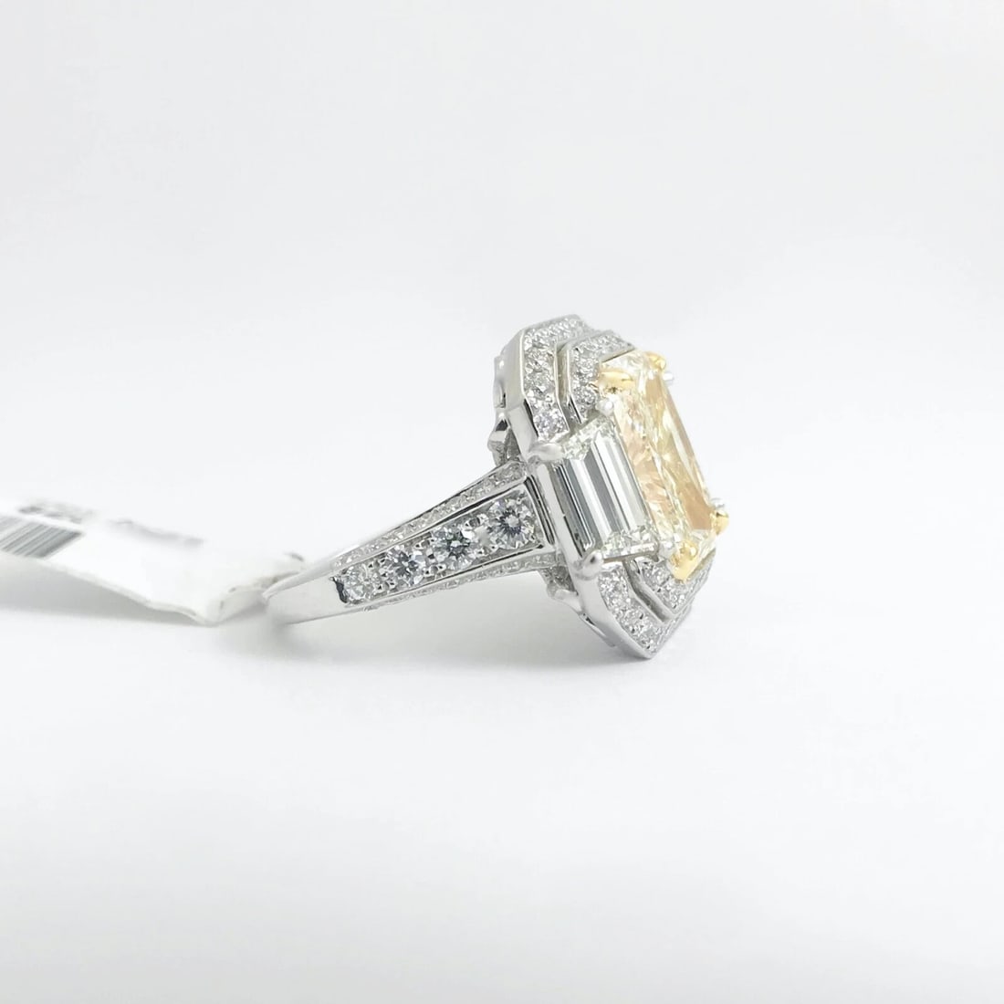 Radiant Yellow Diamond Double Halo Cocktail Statement Ring Platinum 8.61 CTW - 10
