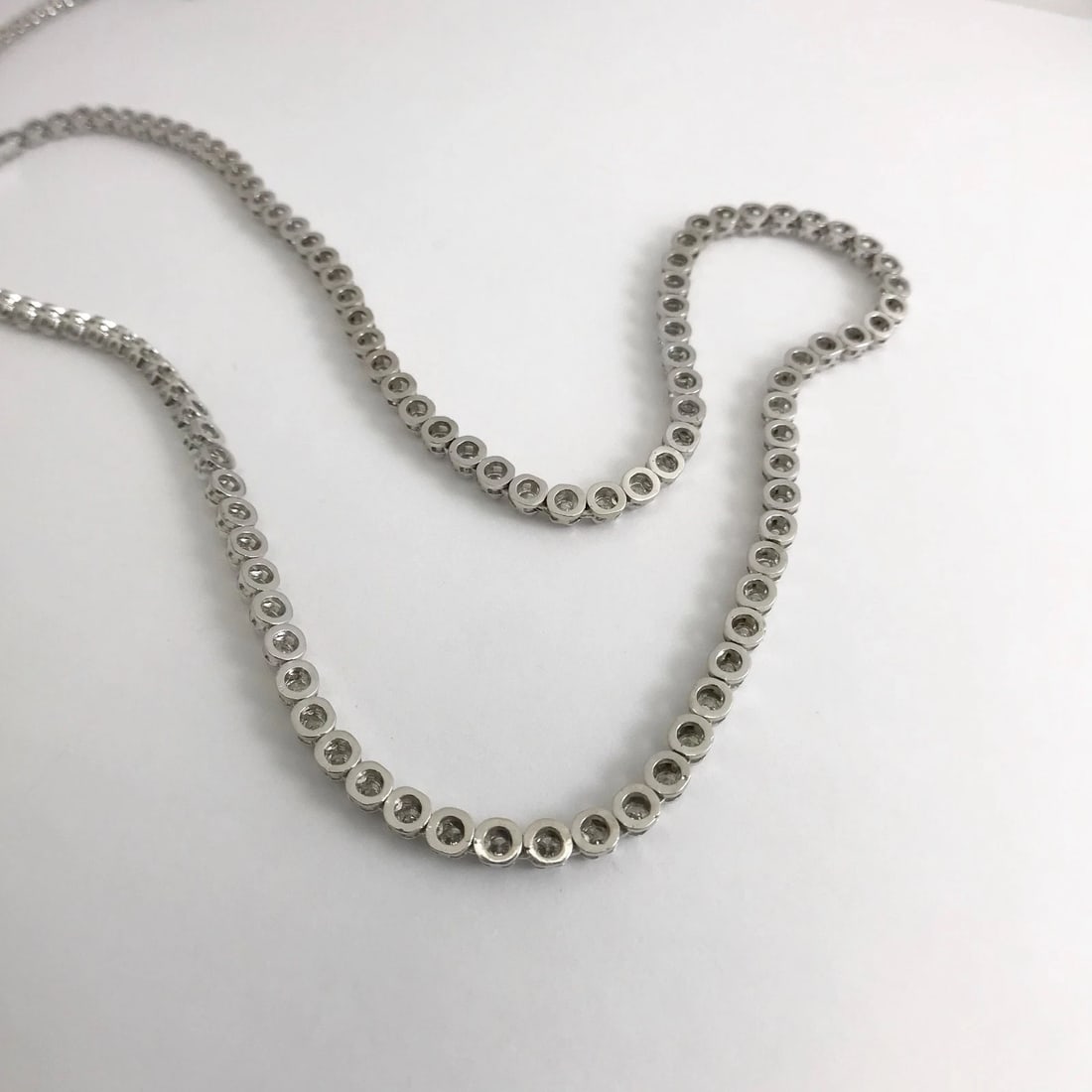 Long Diamond Tennis Necklace 14K White Gold, 7.92 CTW, 23 Inches, 42.26 Grams - 10
