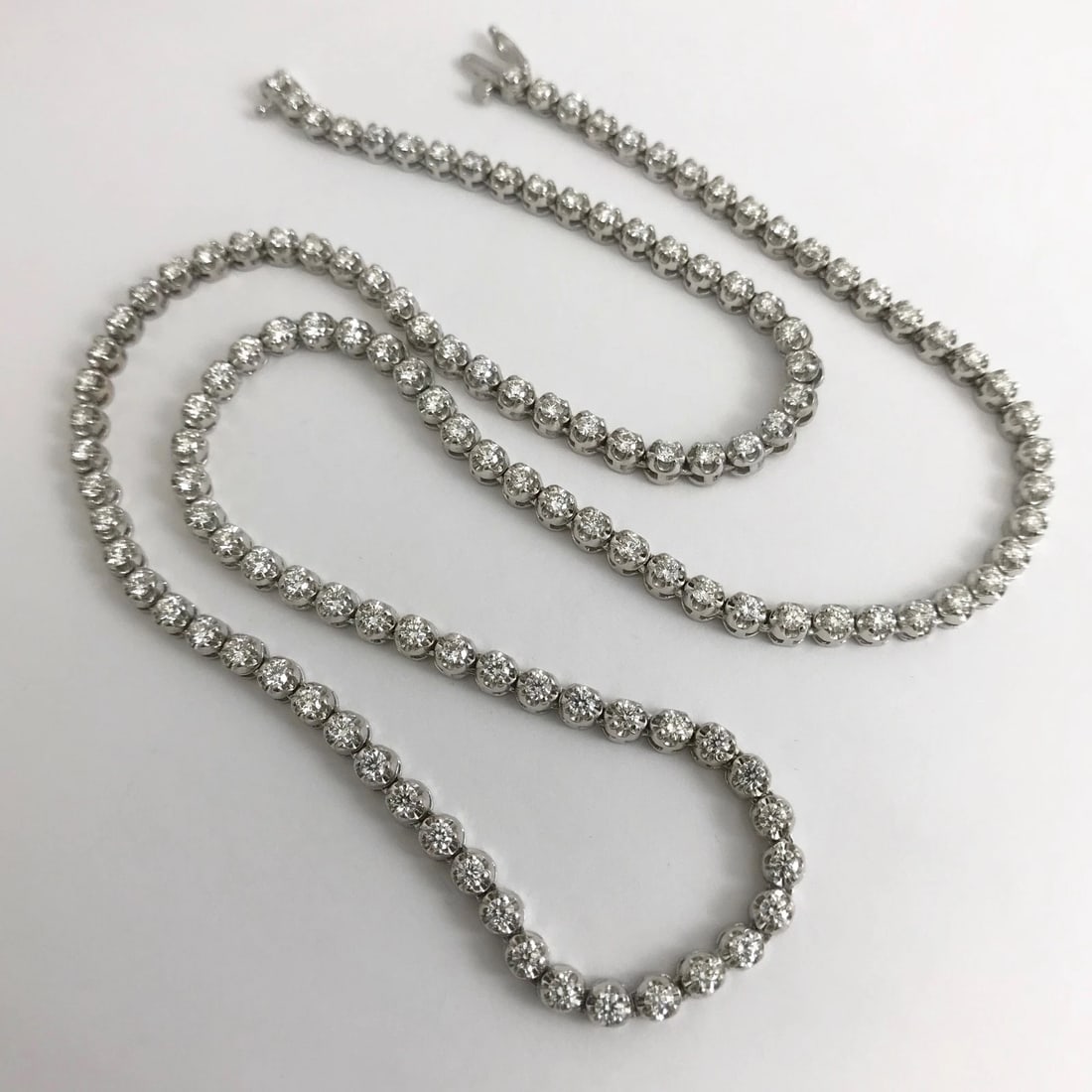 Long Diamond Tennis Necklace 14K White Gold, 7.92 CTW, 23 Inches, 42.26 Grams - 11
