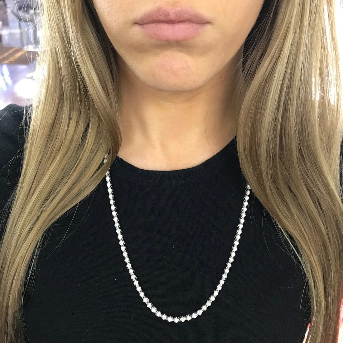 Long Diamond Tennis Necklace 14K White Gold, 7.92 CTW, 23 Inches, 42.26 Grams - 5