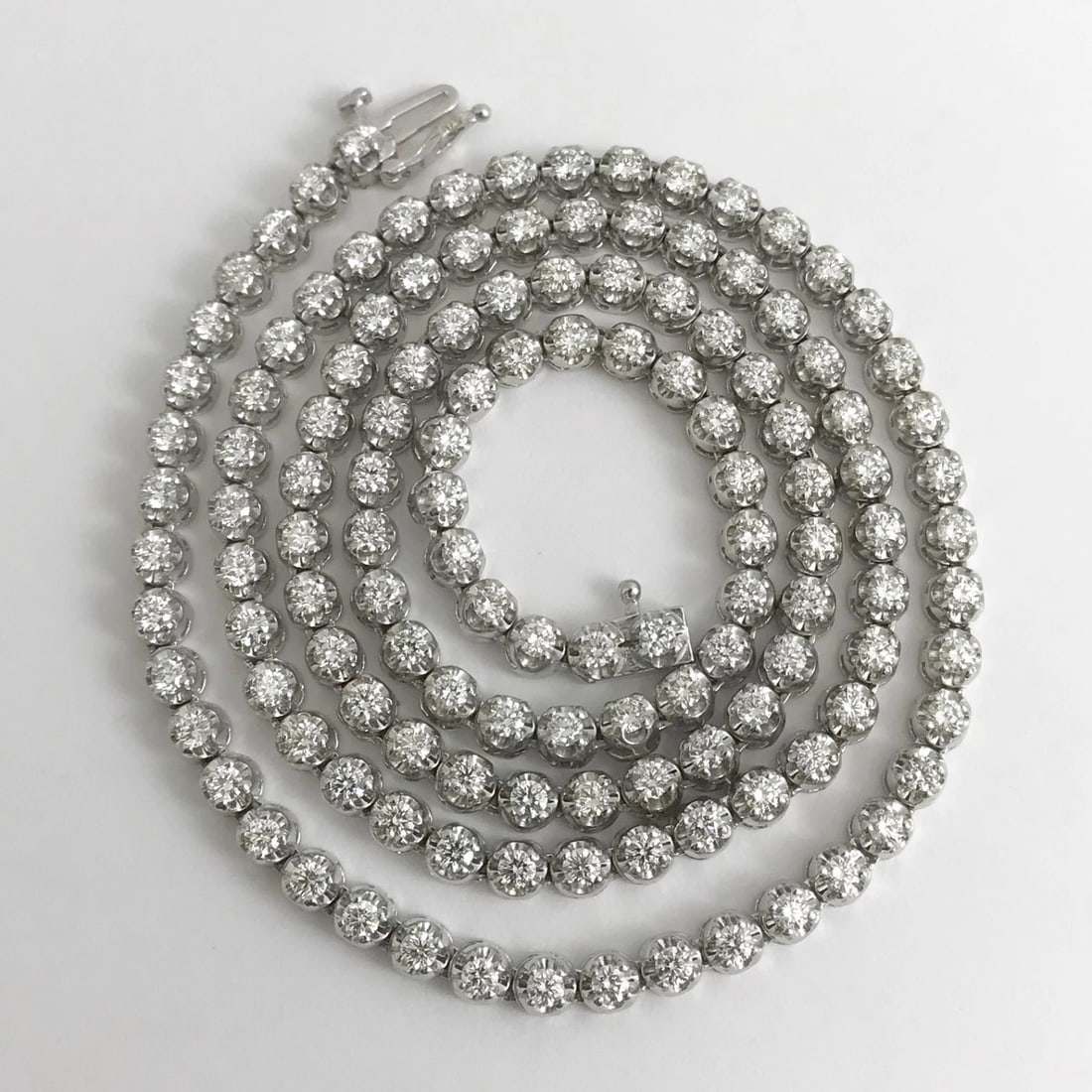 Long Diamond Tennis Necklace 14K White Gold, 7.92 CTW, 23 Inches, 42.26 Grams - 7