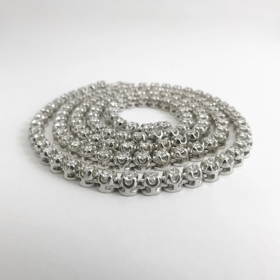 Long Diamond Tennis Necklace 14K White Gold, 7.92 CTW, 23 Inches, 42.26 Grams - 8