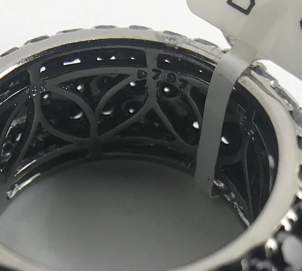 Wide Pave Black Diamond Eternity Band Ring 18K White Gold, 8.50 CTW, Size 6 - 11