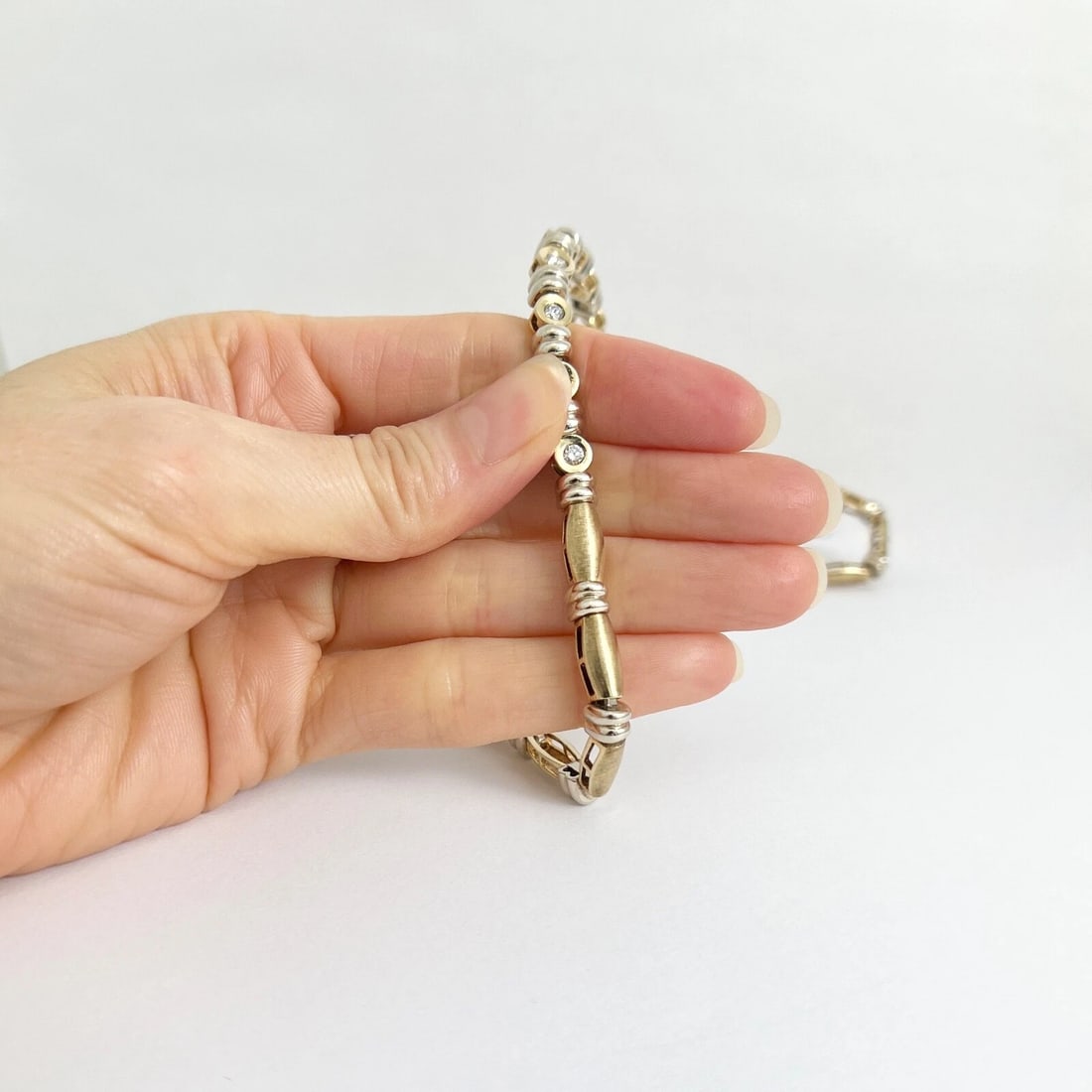 Diamond Bezel Set Two-Tone Necklace 14K Yellow White Gold, 2.87 CTW, 46.62 Grams - 5