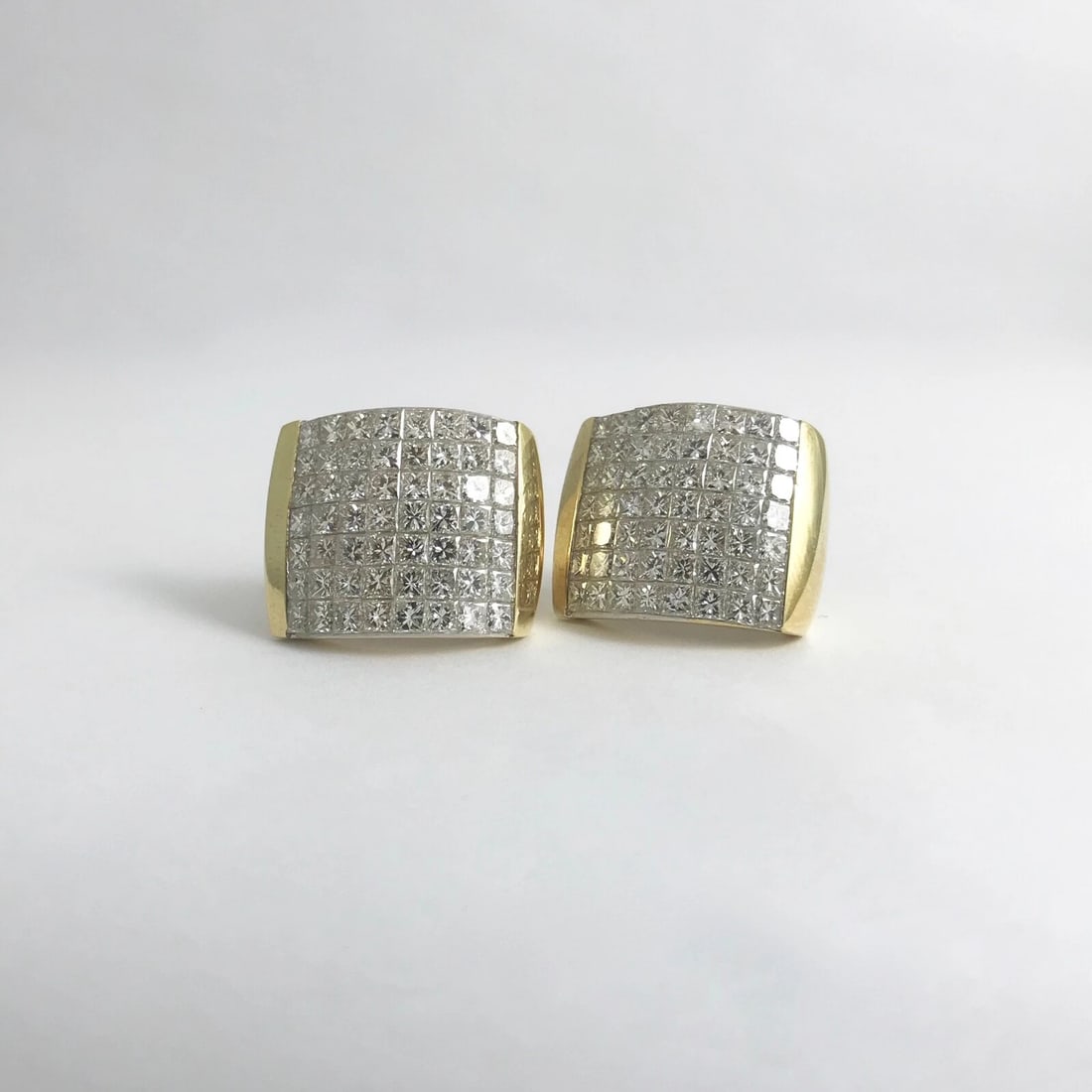 Princess Diamond Invisible Set Drop Huggie Earrings 18K Yellow Gold 10.12 CTW - 6
