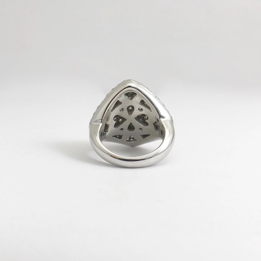 Pave Diamond Geometric Cocktail Statement Ring 18K White Gold, 3 CTW, 14.44 Gram - 10
