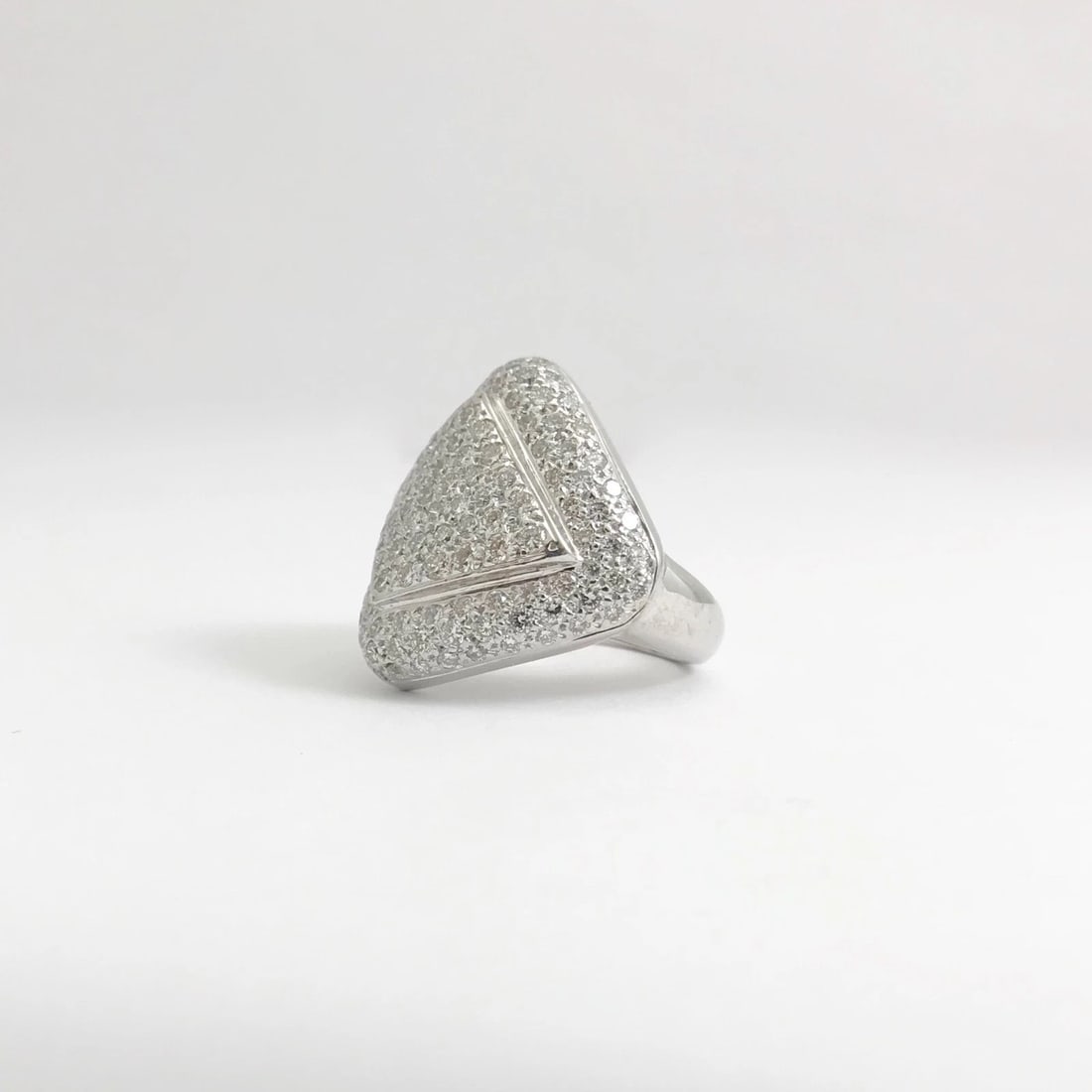 Pave Diamond Geometric Cocktail Statement Ring 18K White Gold, 3 CTW, 14.44 Gram - 11