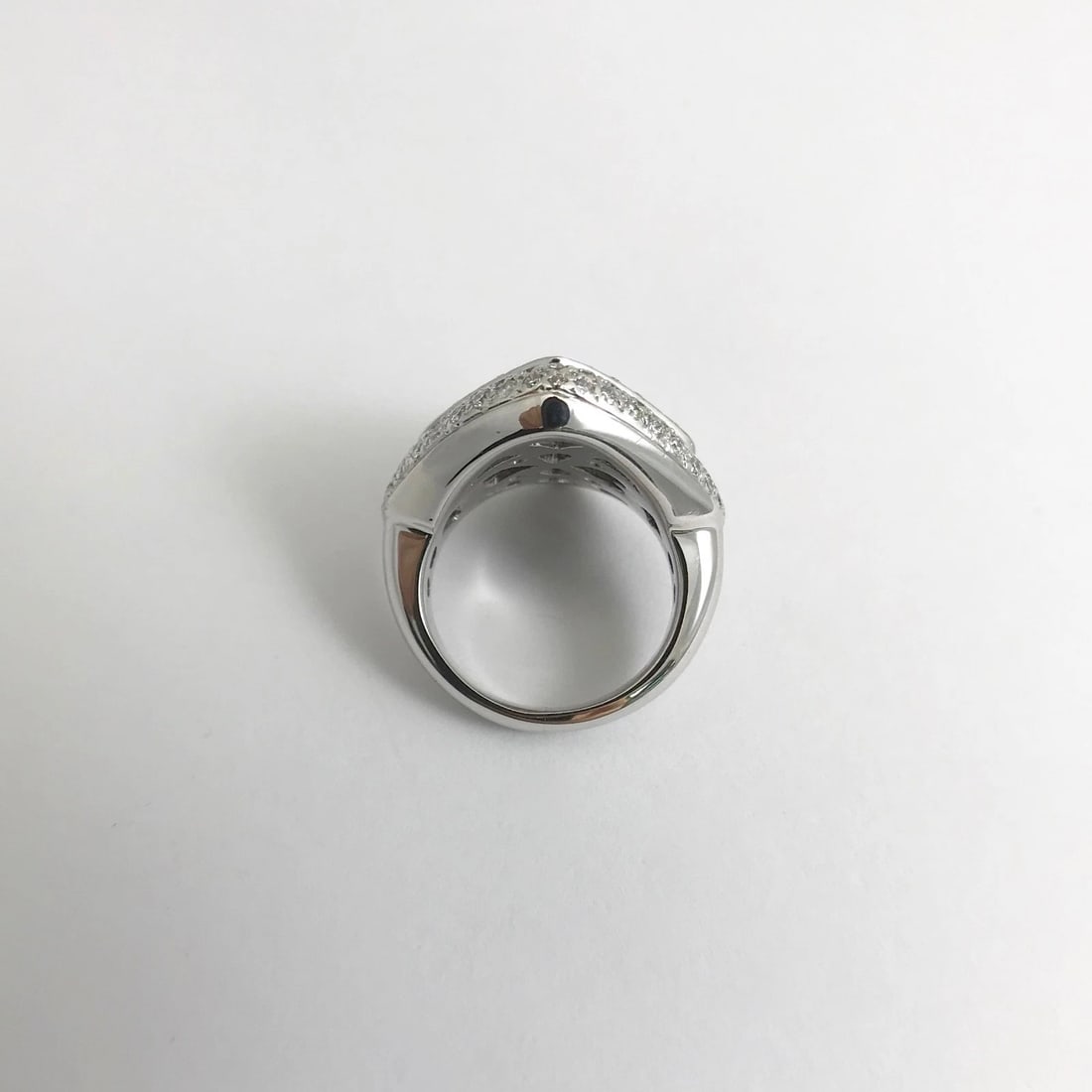 Pave Diamond Geometric Cocktail Statement Ring 18K White Gold, 3 CTW, 14.44 Gram - 12