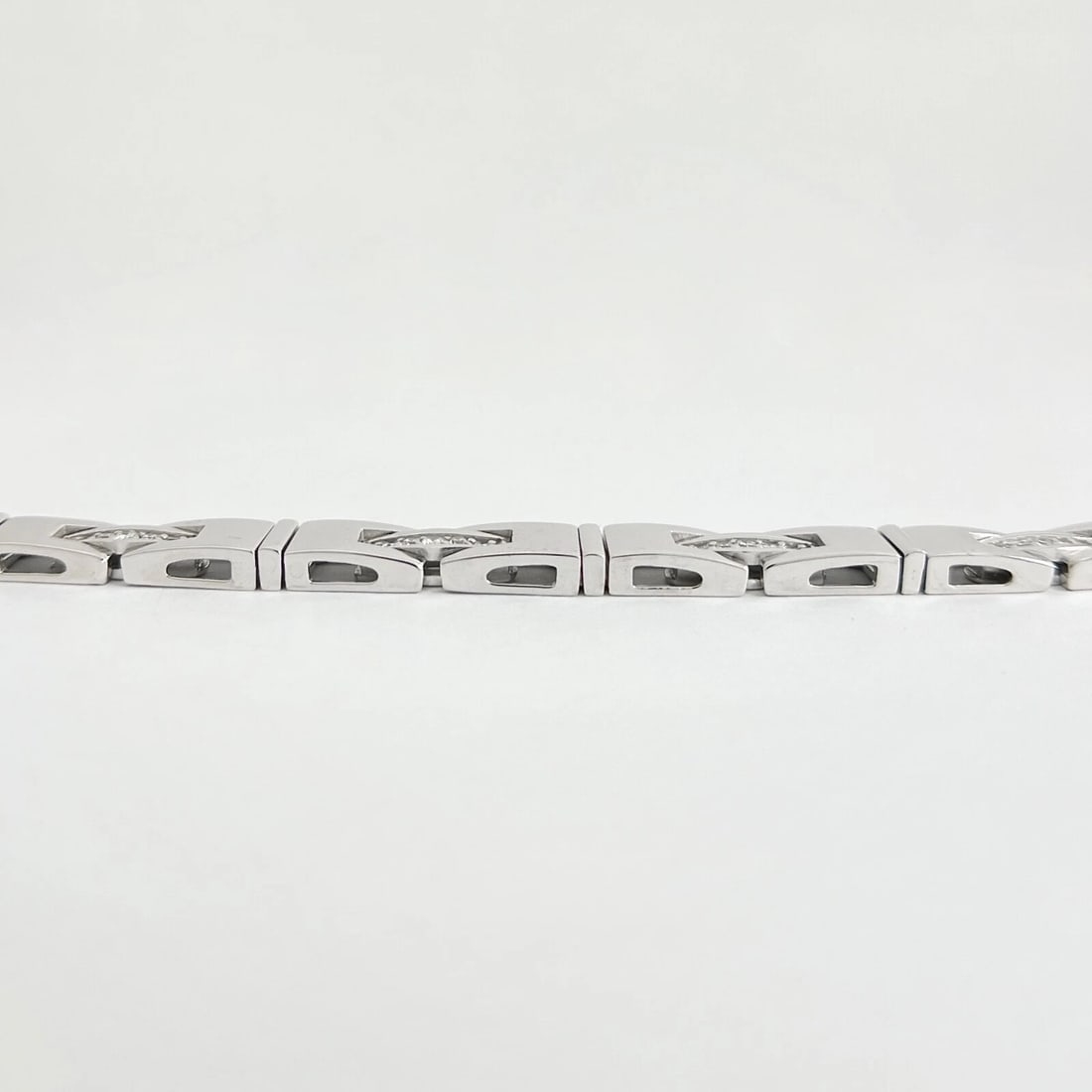 Men's Bar Link Diamond Bracelet 14K White Gold, 3.75 CTW, 8.5 Inches, 30.54 Gram - 11