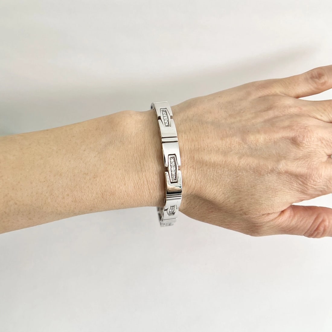 Men's Bar Link Diamond Bracelet 14K White Gold, 3.75 CTW, 8.5 Inches, 30.54 Gram - 3