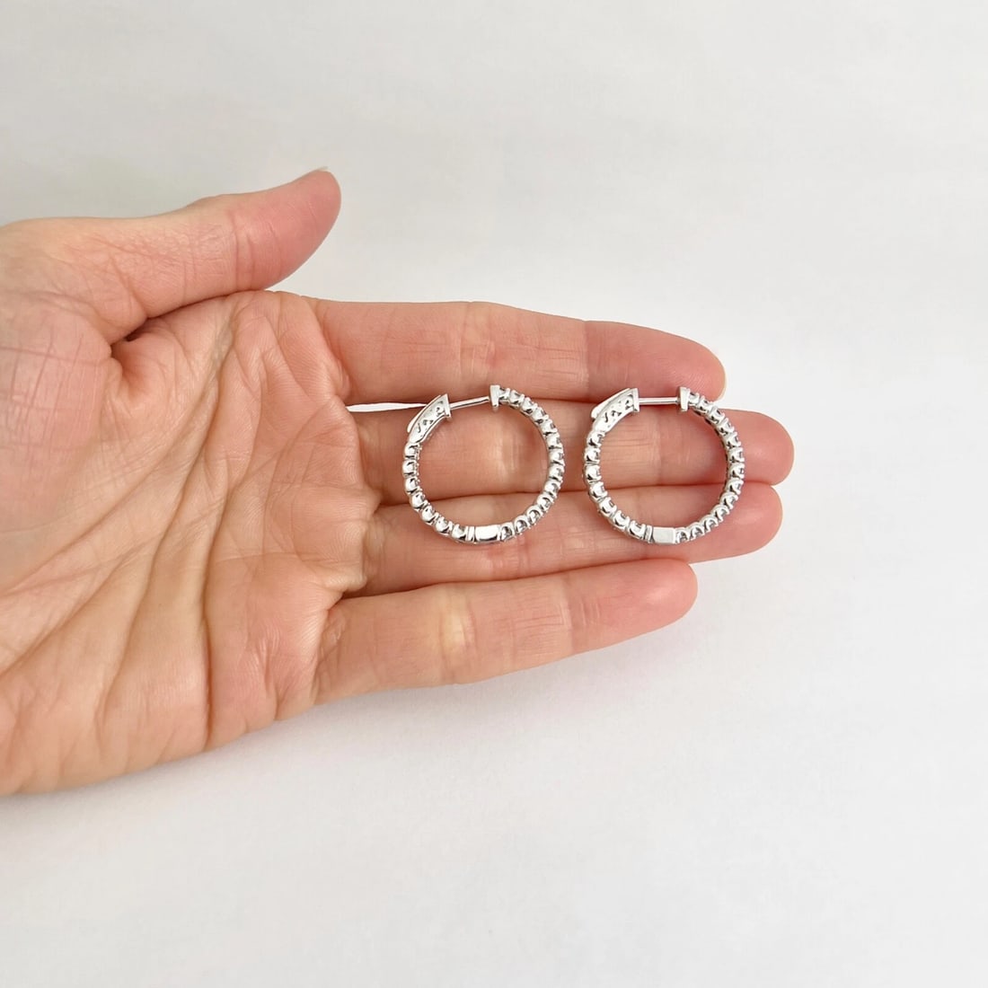 Diamond Inside-Out Hoop Earrings 14K White Gold, 1.85 CTW - 5