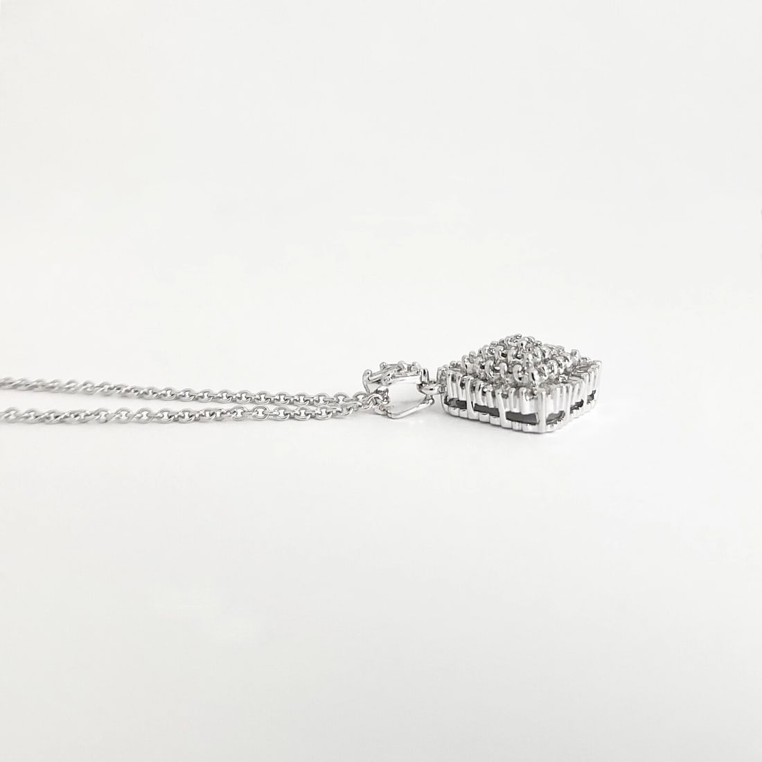 Baguette Round Diamond Cluster Pendant Necklace 14K White Gold 1.62 CTW - 5