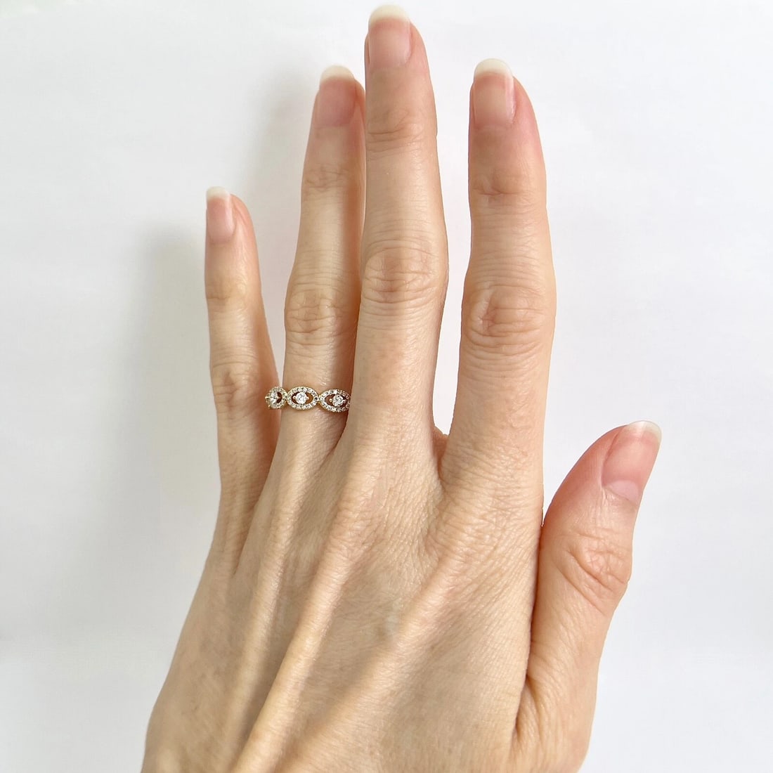 Oval Open Halo Diamond Band Ring 14K Yellow Gold, .52 CTW - 3