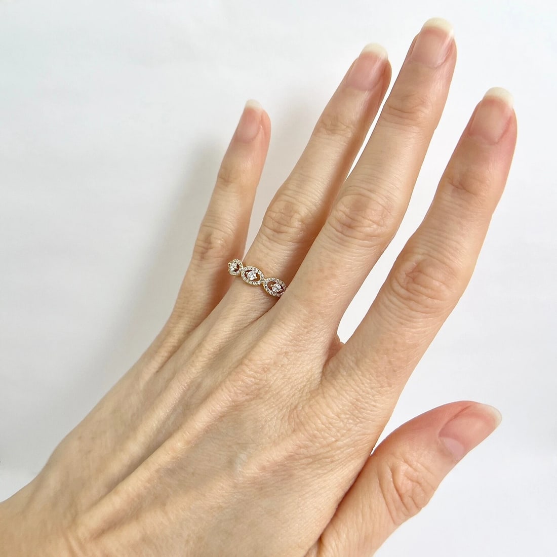 Oval Open Halo Diamond Band Ring 14K Yellow Gold, .52 CTW - 4