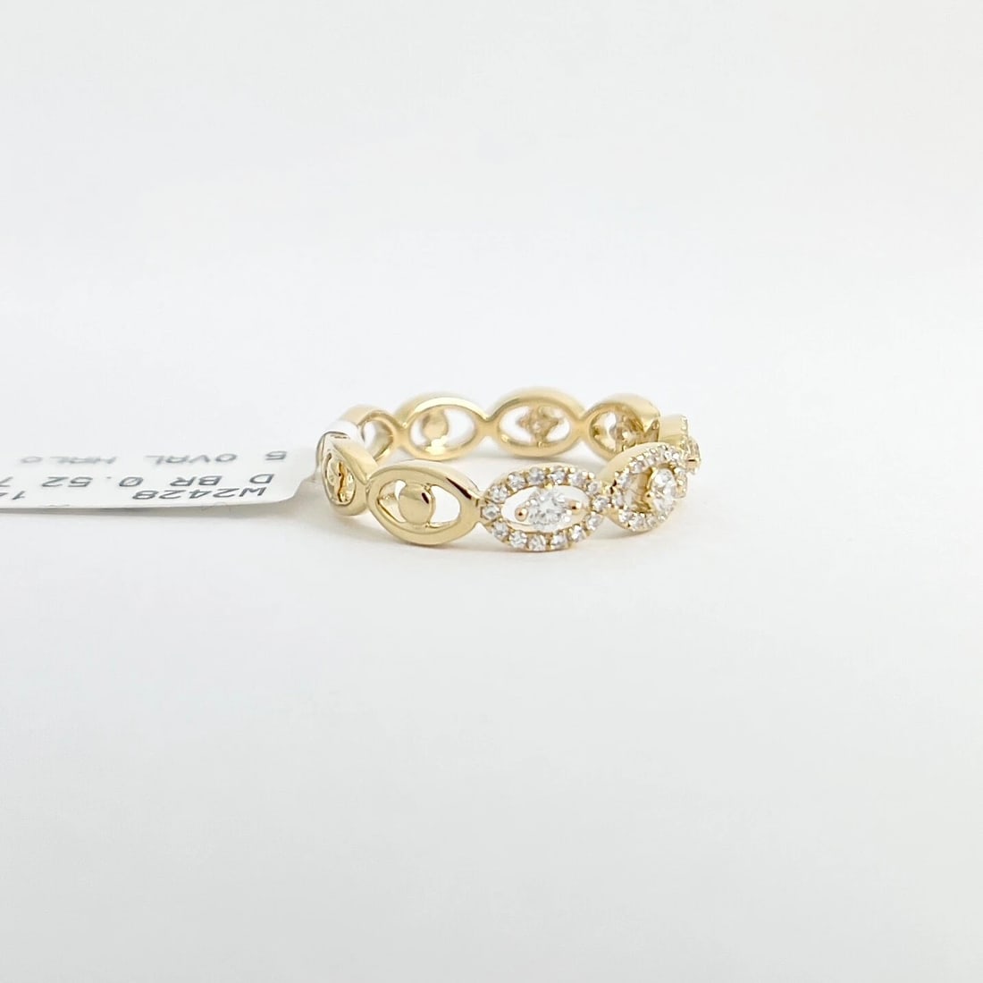 Oval Open Halo Diamond Band Ring 14K Yellow Gold, .52 CTW - 6