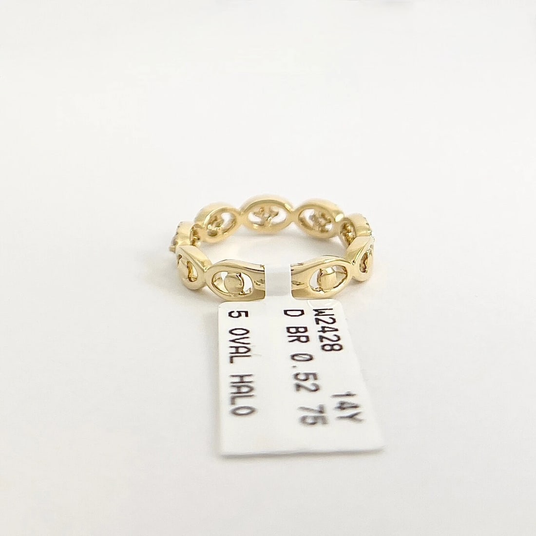 Oval Open Halo Diamond Band Ring 14K Yellow Gold, .52 CTW - 7