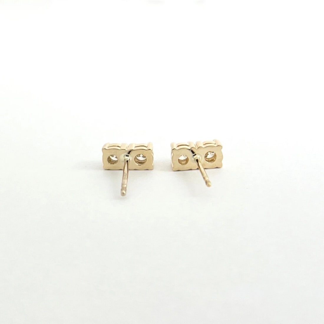 2-Stone Diamond Bar Stud Earrings 14K Yellow Gold .47 CTW - 6