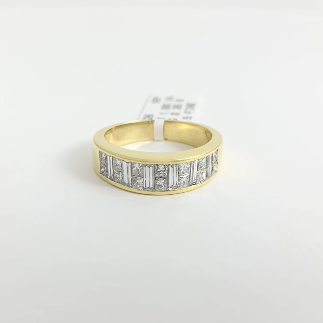 Invisible Baguette Princess Diamond Dome Band Ring 18K Yellow Gold, 1.35 CTW - 7