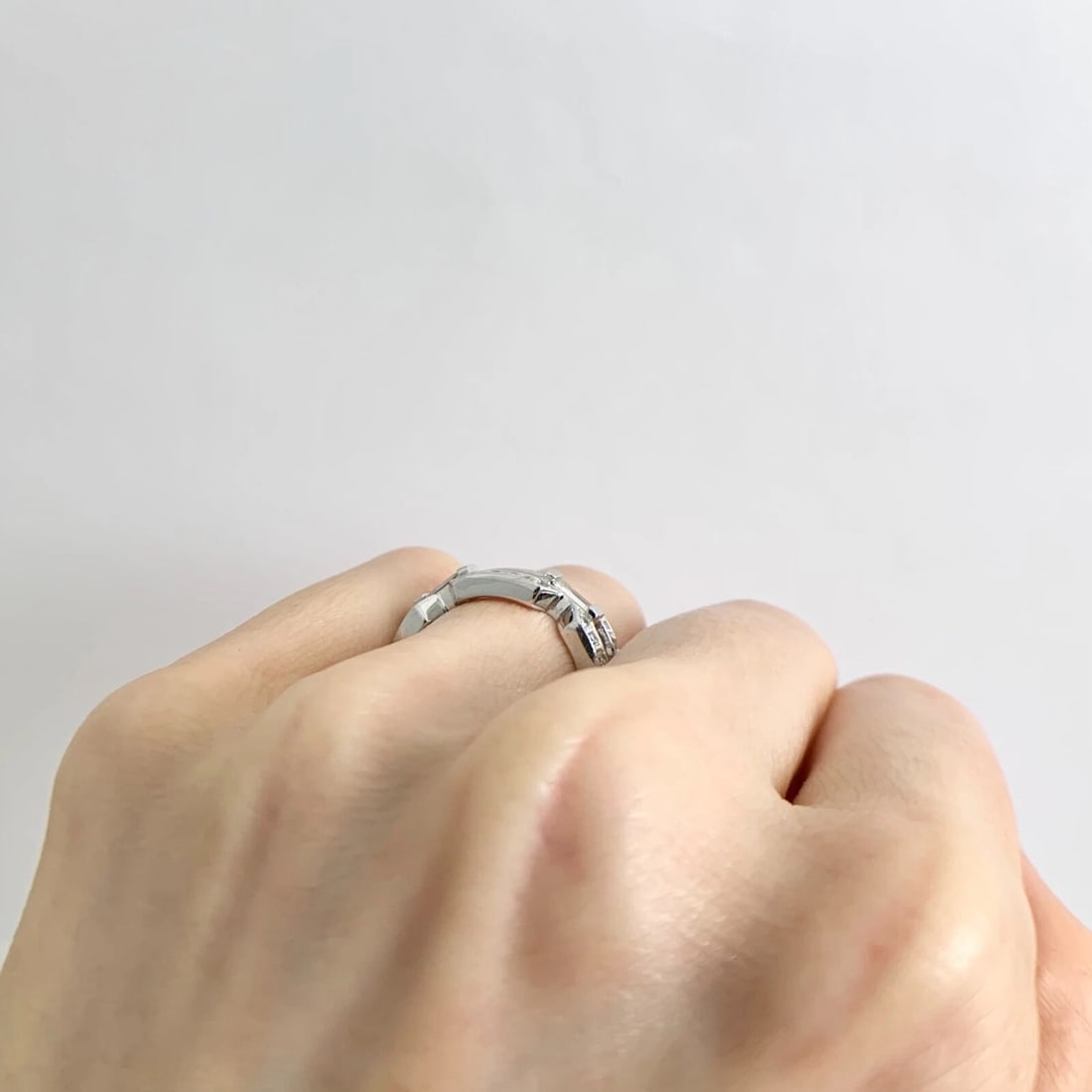 Wide Open Link Pave Diamond Eternity Ring Statement Band Platinum, 1.15 CTW - 5