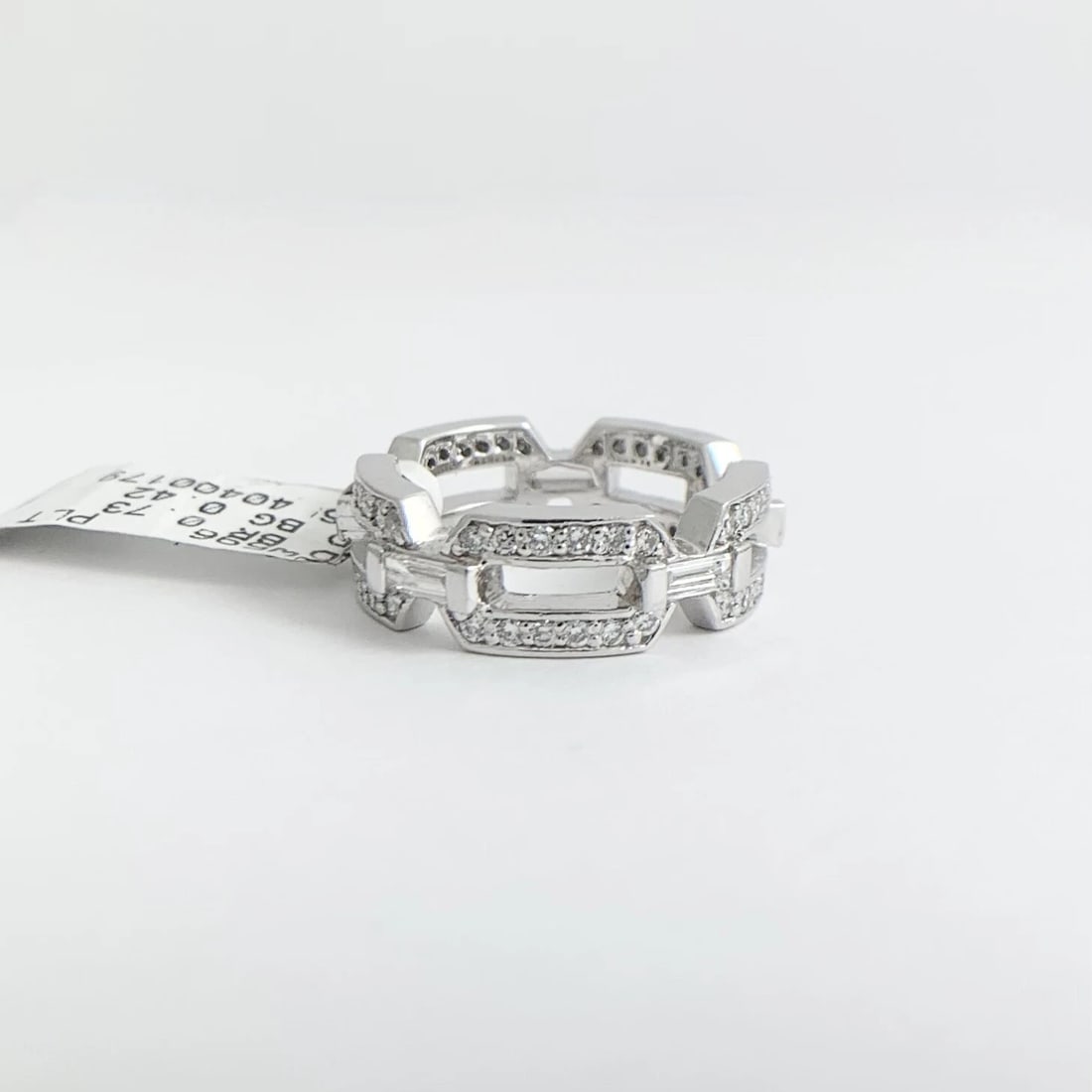 Wide Open Link Pave Diamond Eternity Ring Statement Band Platinum, 1.15 CTW - 7