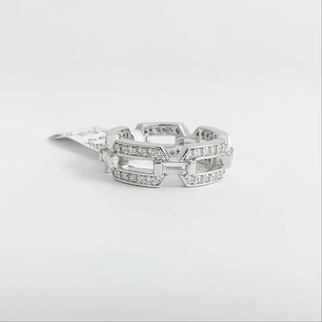 Wide Open Link Pave Diamond Eternity Ring Statement Band Platinum, 1.15 CTW - 8