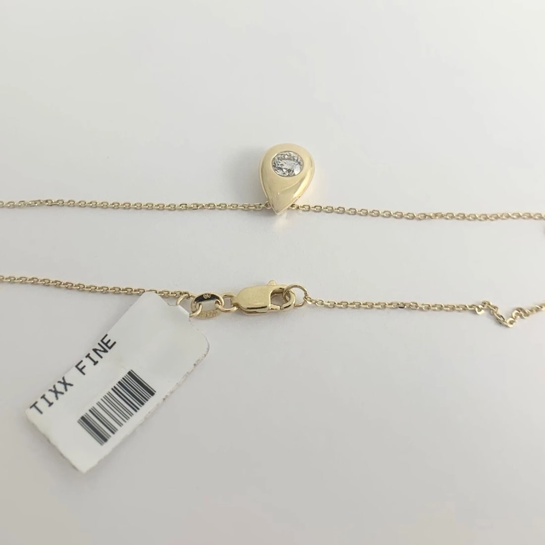 Solitaire Diamond Teardrop Pendant Necklace 14K Yellow Gold .40 CT, 17 Inches - 9