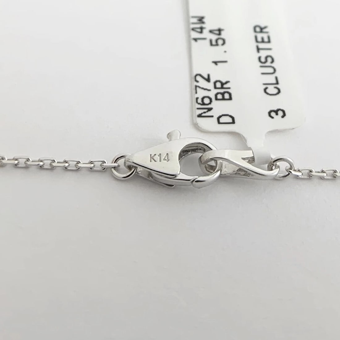 Round Diamond Cluster Pendant Station Necklace 14K White Gold 1.54 CTW - 8