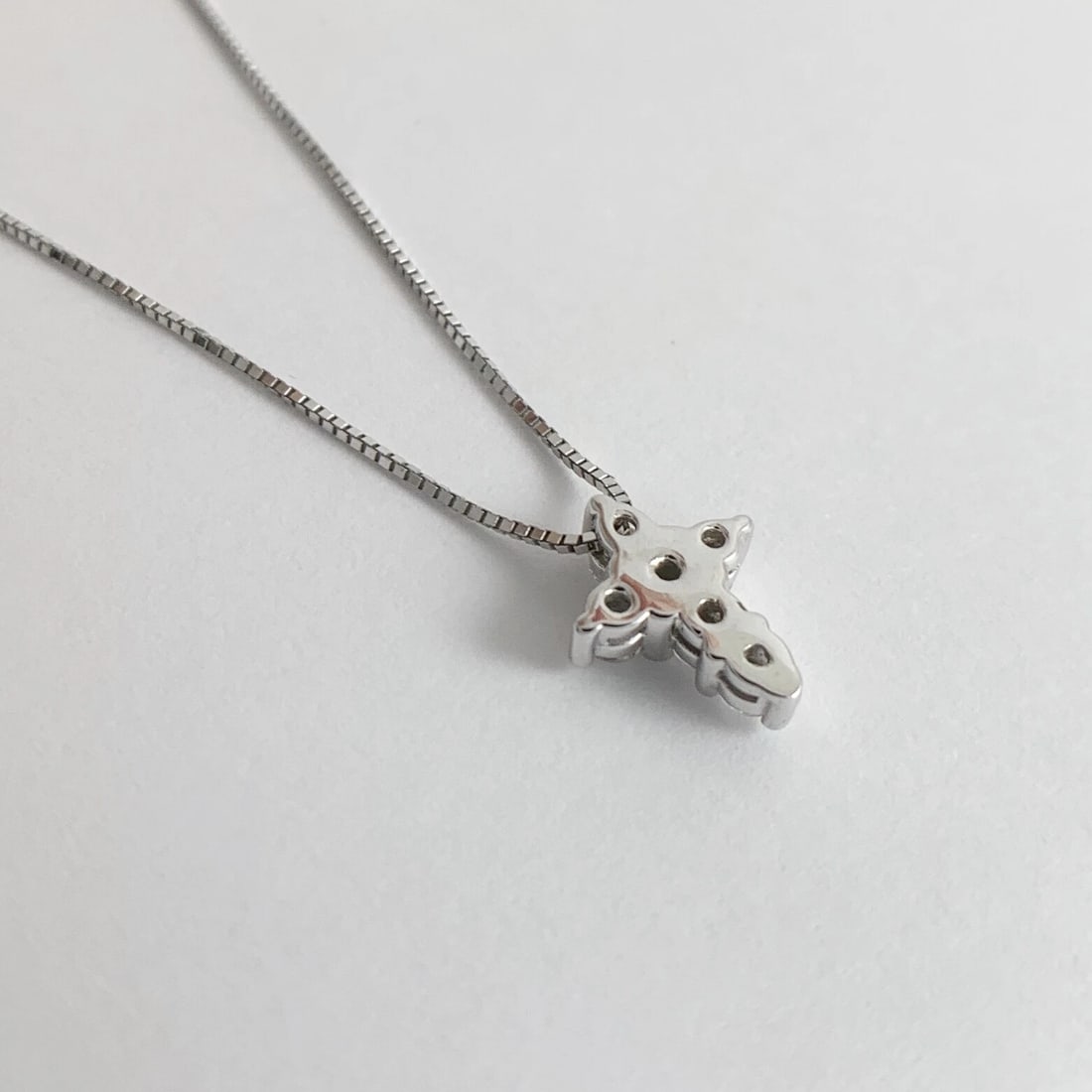 Small Diamond Cross Religious Pendant Necklace 14K White Gold, .36 CTW, 2.58 Gr - 7