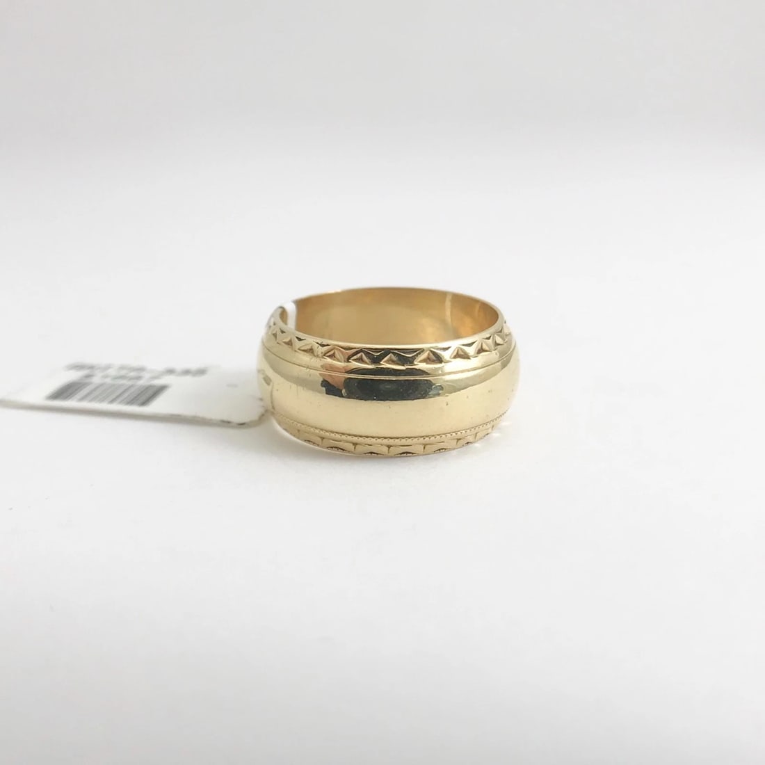 Wide Ornate Crimped Edge Band Ring in 14K Yellow Gold, Size 5.5, 8 mm, 6.8 Grams - 7