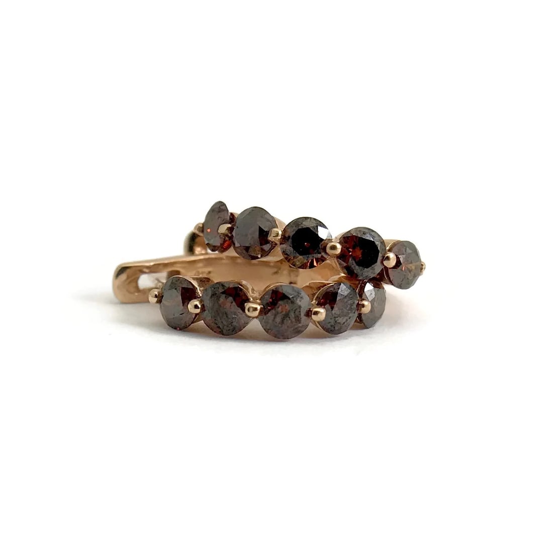Fancy Brown Diamond Huggie Hoop Earrings in 14K Rose Gold, 1.25 CTW, 3.82 Grams: Fancy Brown Diamond Huggie Hoop Earrings in 14K Rose Gold, 1.25 CTW, 3.82 Grams These are gorgeous fancy brown diamond earrings! Please let us know if you have any questions. Diamonds: 10 round fancy