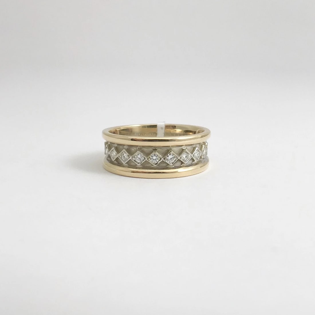 Diamond Two-Tone Band Ring in 14K Yellow White Gold, Size 7, 5.20 Grams - 7