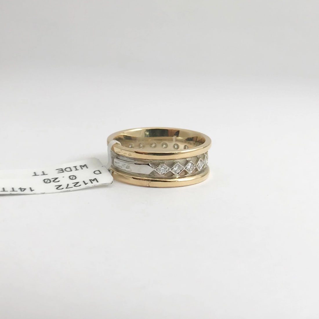 Diamond Two-Tone Band Ring in 14K Yellow White Gold, Size 7, 5.20 Grams - 8