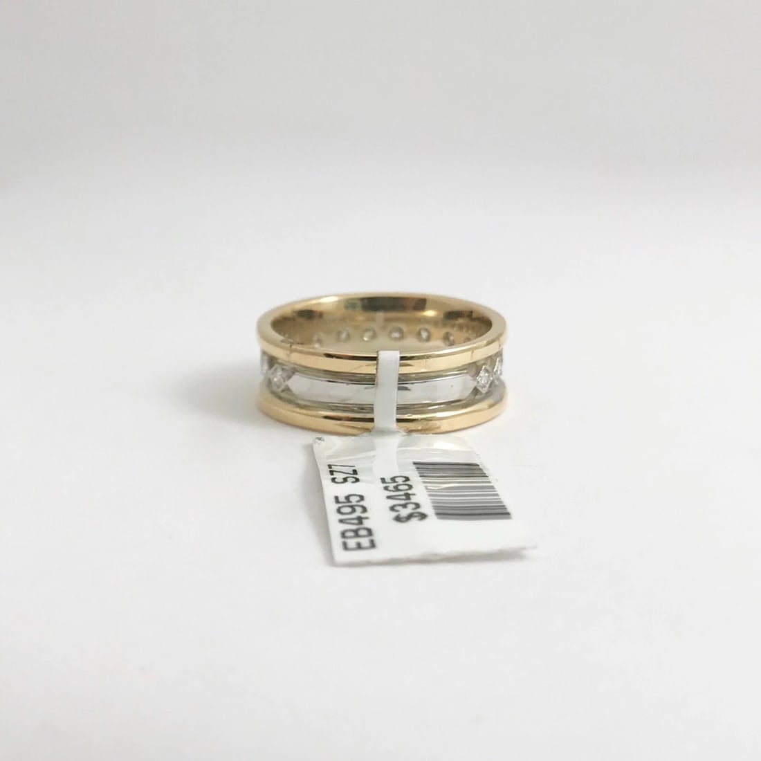 Diamond Two-Tone Band Ring in 14K Yellow White Gold, Size 7, 5.20 Grams - 9