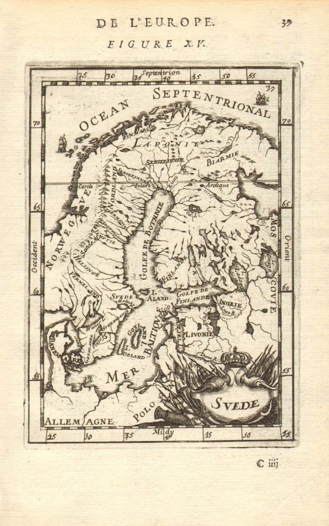 SWEDISH EMPIRE. Sweden Finland Livonia Bothnia Baltic. 'Suede'. MALLET 1683 map (1 of 1)