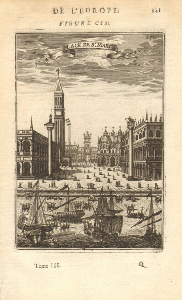 VENICE VENEZIA. Piazza San Marco. St Mark's Square. Basilica. MALLET 1683 (1 of 1)