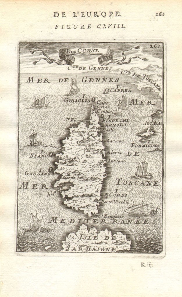 CORSICA. 'Isle de Corse'. Elba. Decorative. France. MALLET 1683 old map (1 of 1)