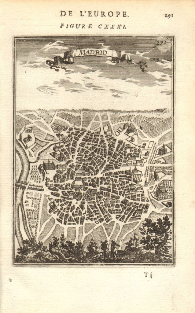 MADRID. Decorative plan of the city. Churches. Spain. MALLET 1683 old map (1 of 1)