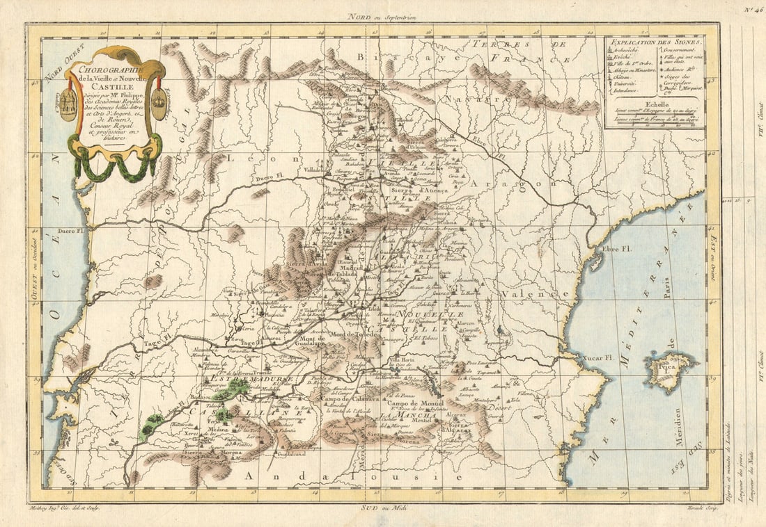 Chorographie de la Vieille et Nouvelle Castille' by Prétot. Castile 1787 map (1 of 1)