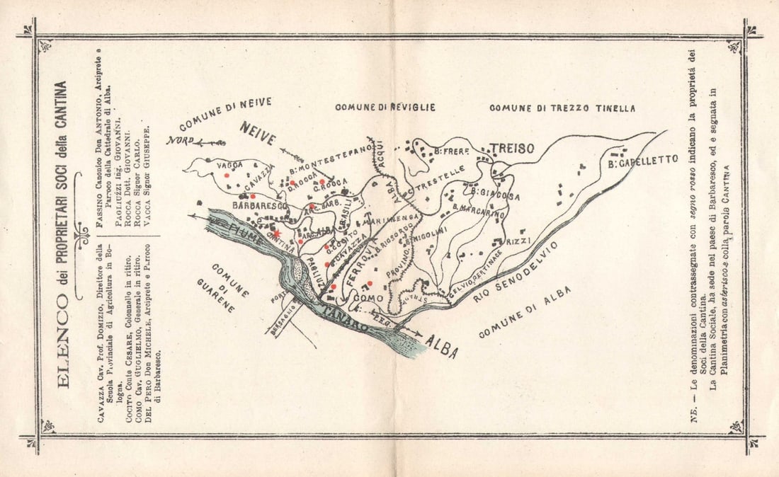 BARBARESCO wine map. Nebbiolo Cantina Sociale di Barbaresco Domizio CAVAZZA 1898 (1 of 1)