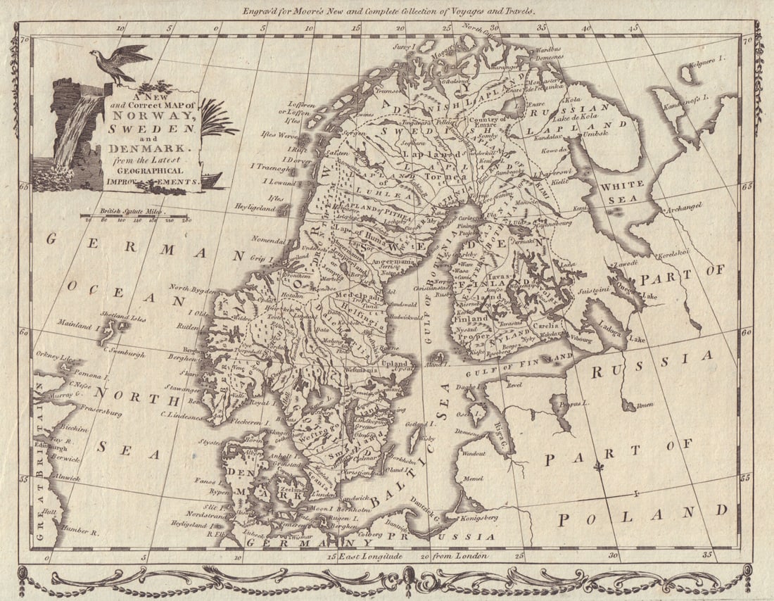 A new and correct map of Norway, Sweden and Denmark. Finland. MOORE 1788 (1 of 1)