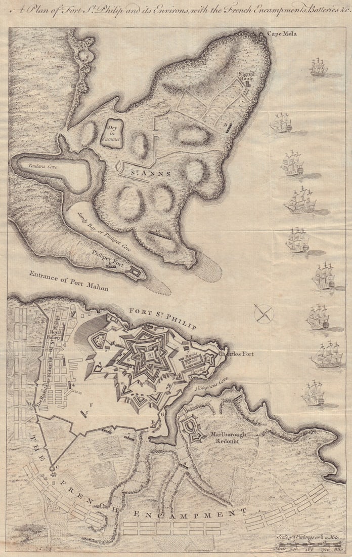 A plan of Fort St. Philip, Mahon, Menorca. French siege. GENTS MAG 1756 map (1 of 1)