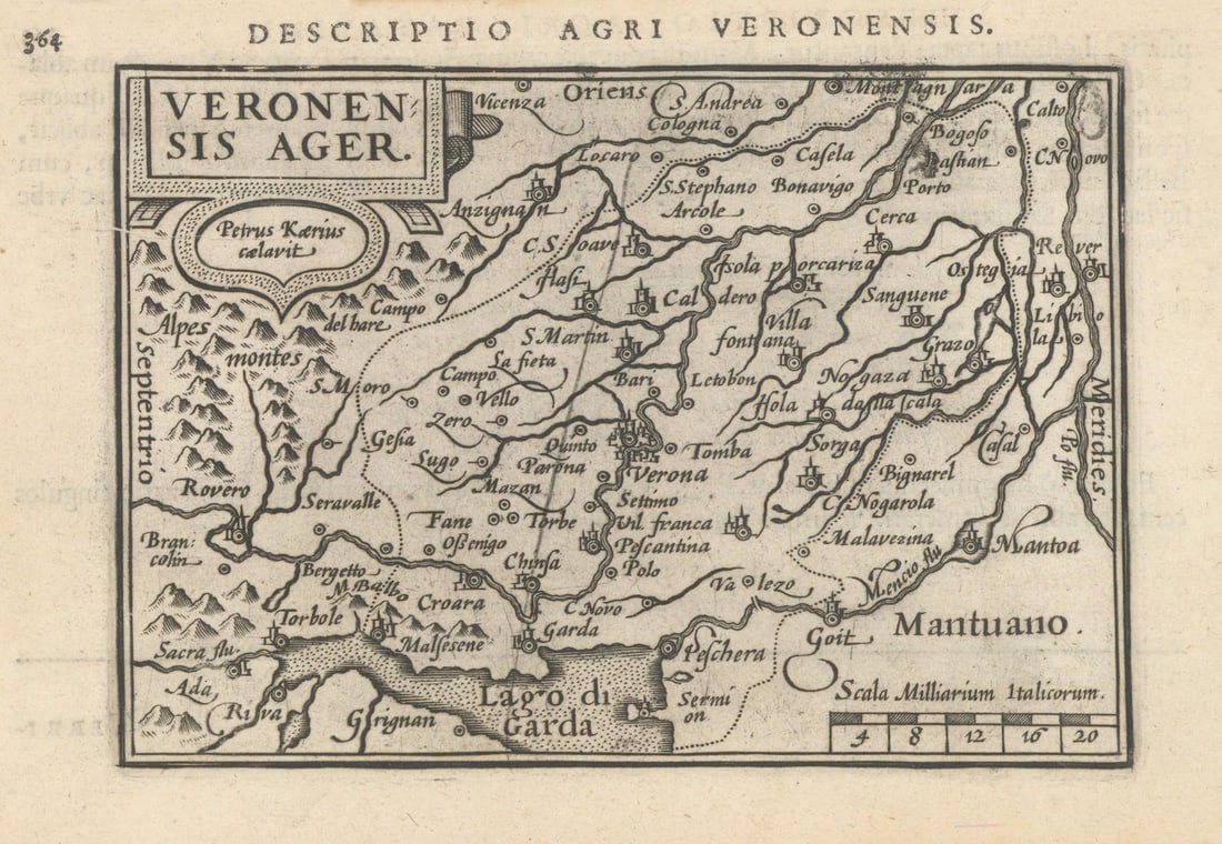 Veronensis Ager. by Bertius / Langenes. Verona region & Lake Garda 1603 map (1 of 1)