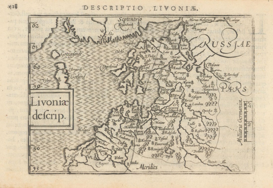 Livoniae descrip. by Bertius / Langenes. Baltic States. Latvia Estonia 1603 map: Title: Livoniae descrip. by Bertius / Langenes. Baltic States. Latvia Estonia 1603 map Description: Descriptio Livoniae / Livoniae descrip. [Baltic States - Latvia & Estonia]. Drawn by Petrus Bert