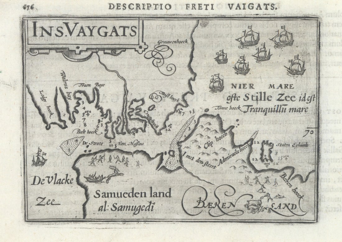 Ins. Vaygats by Bertius/Langenes. Vaygach Island & Yugorsky Strait 1603 map (1 of 1)