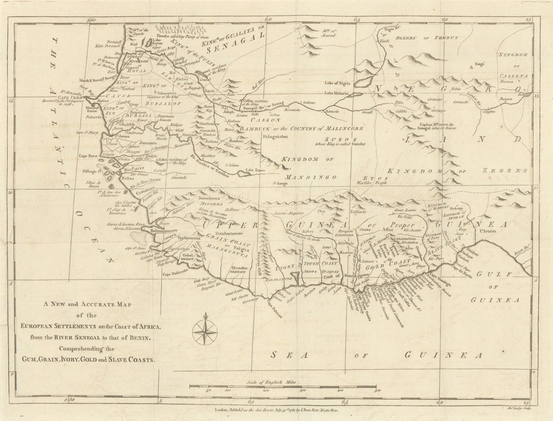 Map of the European Settlements of the coast of Africa… by John Lodge 1781: Title: Map of the European Settlements of the coast of Africa… by John Lodge 1781 Description: A New and Accurate Map of the European Settlements of the coast of Africa from the River Senegal to