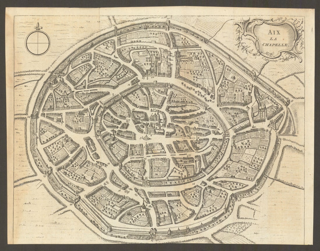 Aix La Chapelle. City plan of Aachen, Germany. Gent's Mag 1748 old antique map: Title: Aix La Chapelle. City plan of Aachen, Germany. Gent's Mag 1748 old antique map Description: Aix La Chapelle'. Aachen by Unattributed. Published 1748. Antique copperplate map. Size 21 x 26 cm |