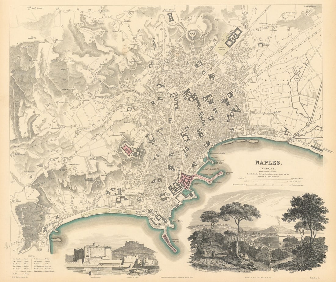NAPLES NAPOLI. Antique town city map plan & view. Castello St Elmo. SDUK 1844: Title: NAPLES NAPOLI. Antique town city map plan & view. Castello St Elmo. SDUK 1844 Description: NAPLES (NAPOLI)' by S.D.U.K. - Society for the Diffusion of Useful Knowledge. Published 1844 - This